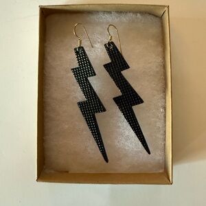 Black Lightning Bolt Earrings